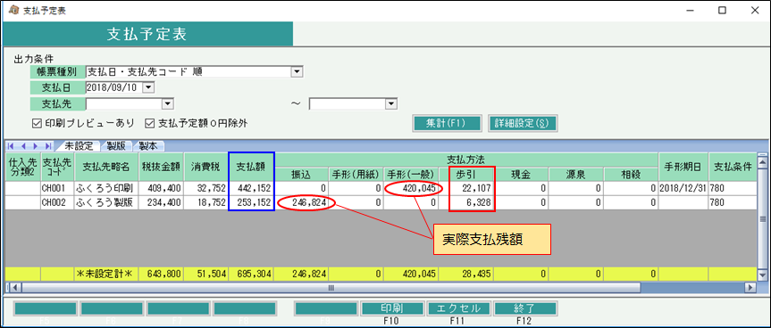 支払予定表